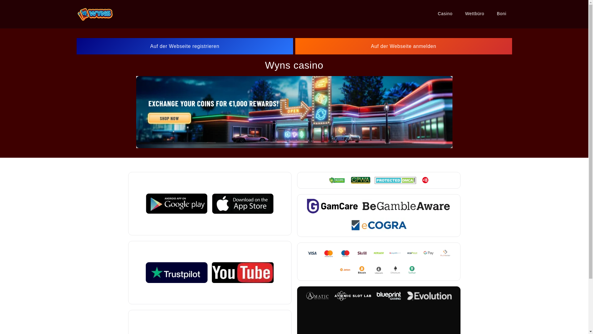 website screenshot of https://wyns-casino-ch.com/