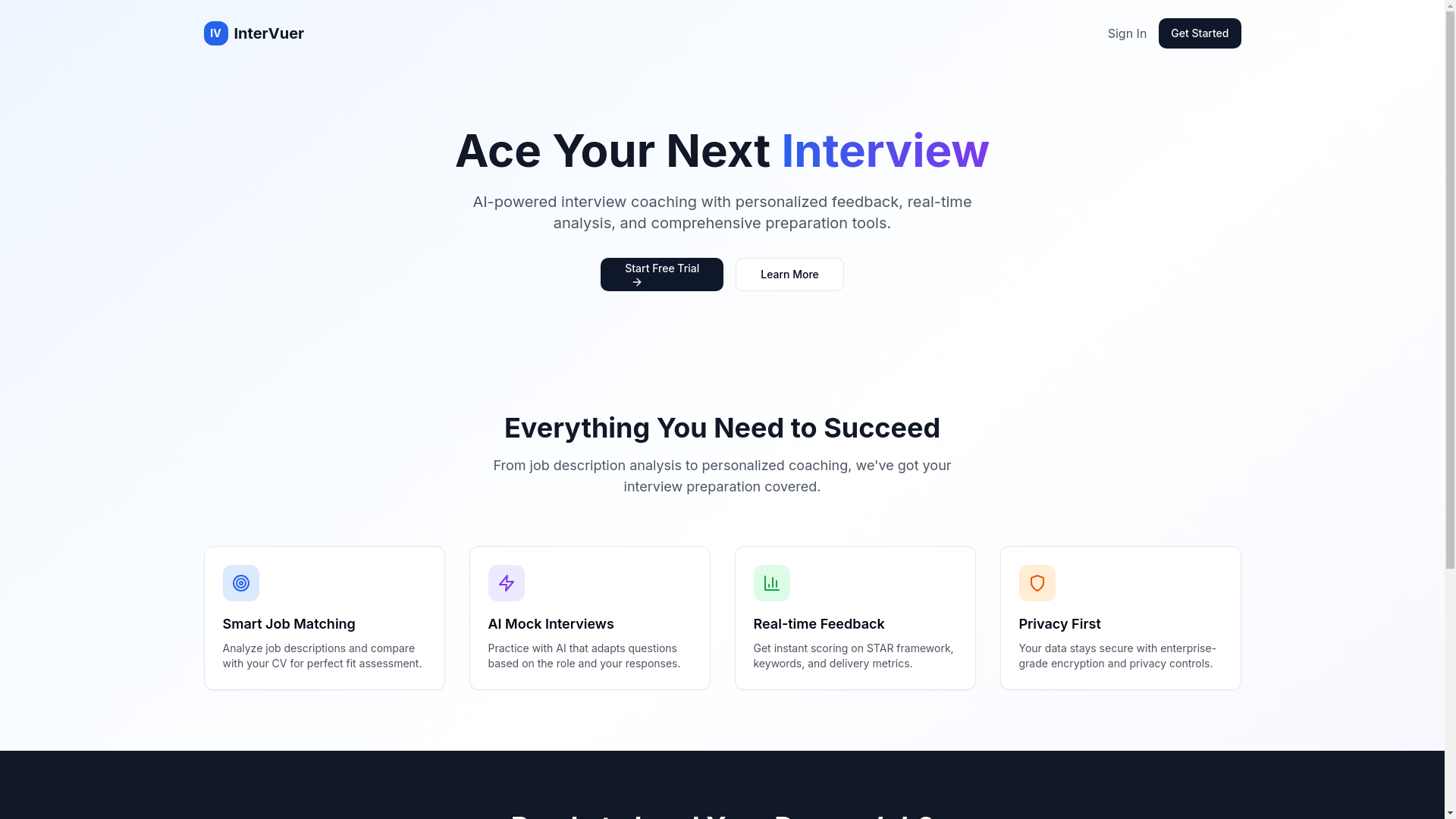 website screenshot of https://intervuer.pages.dev/