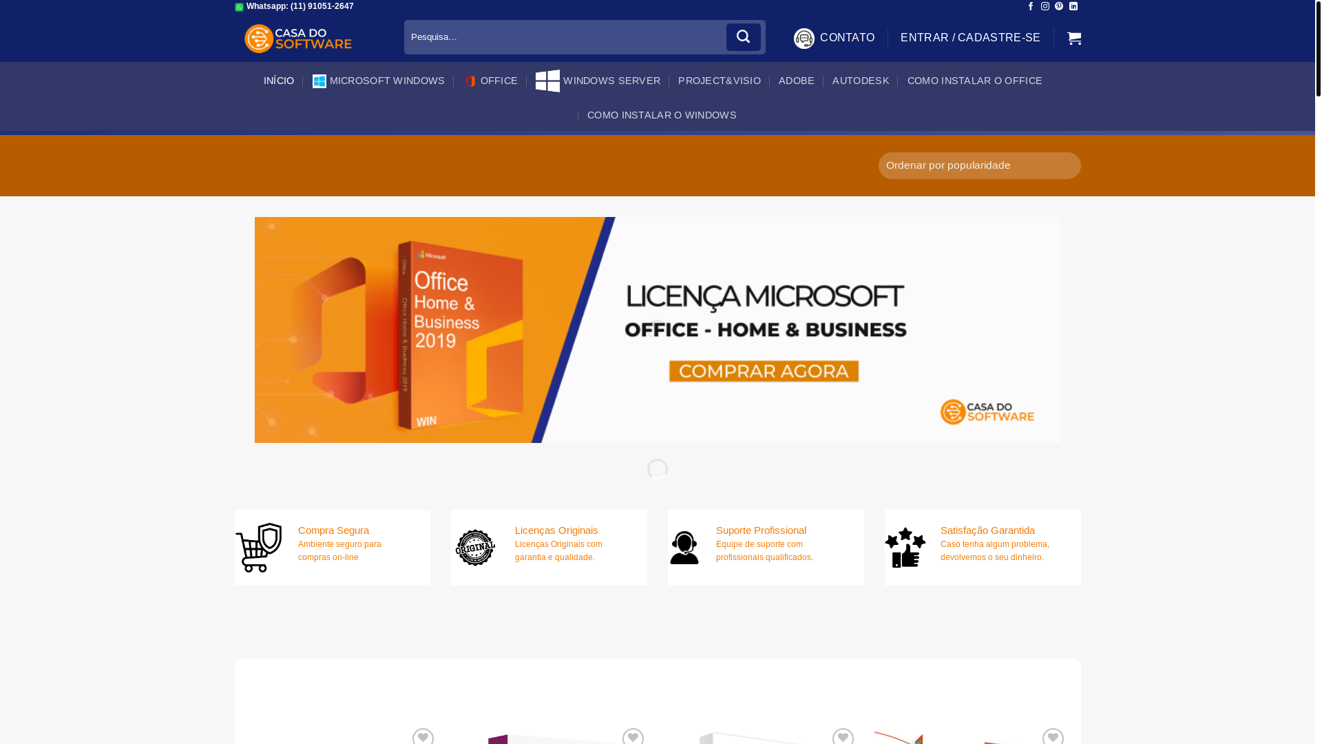website screenshot of https://casadosoftware.store/