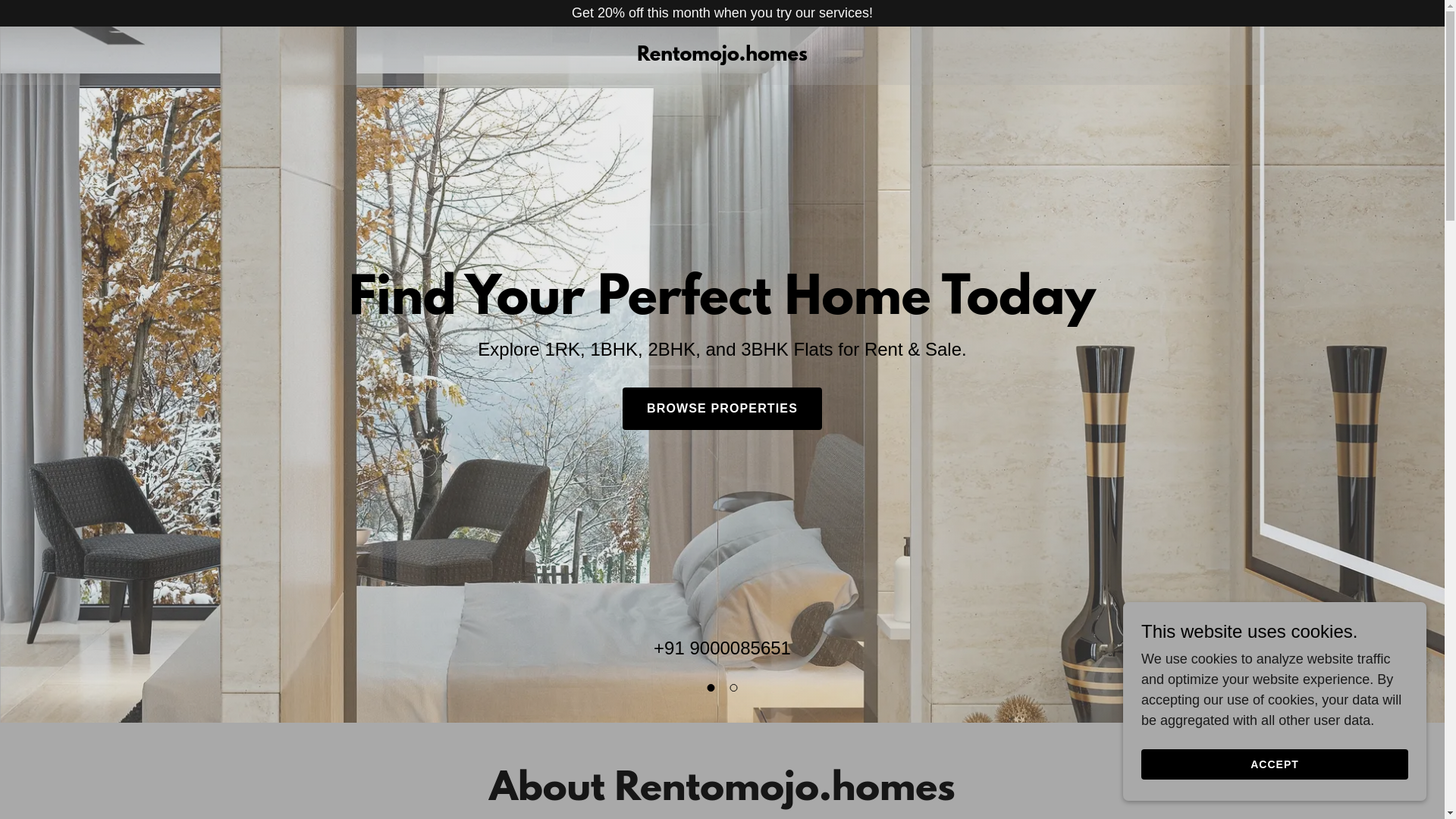 website screenshot of https://rentomojo.homes/