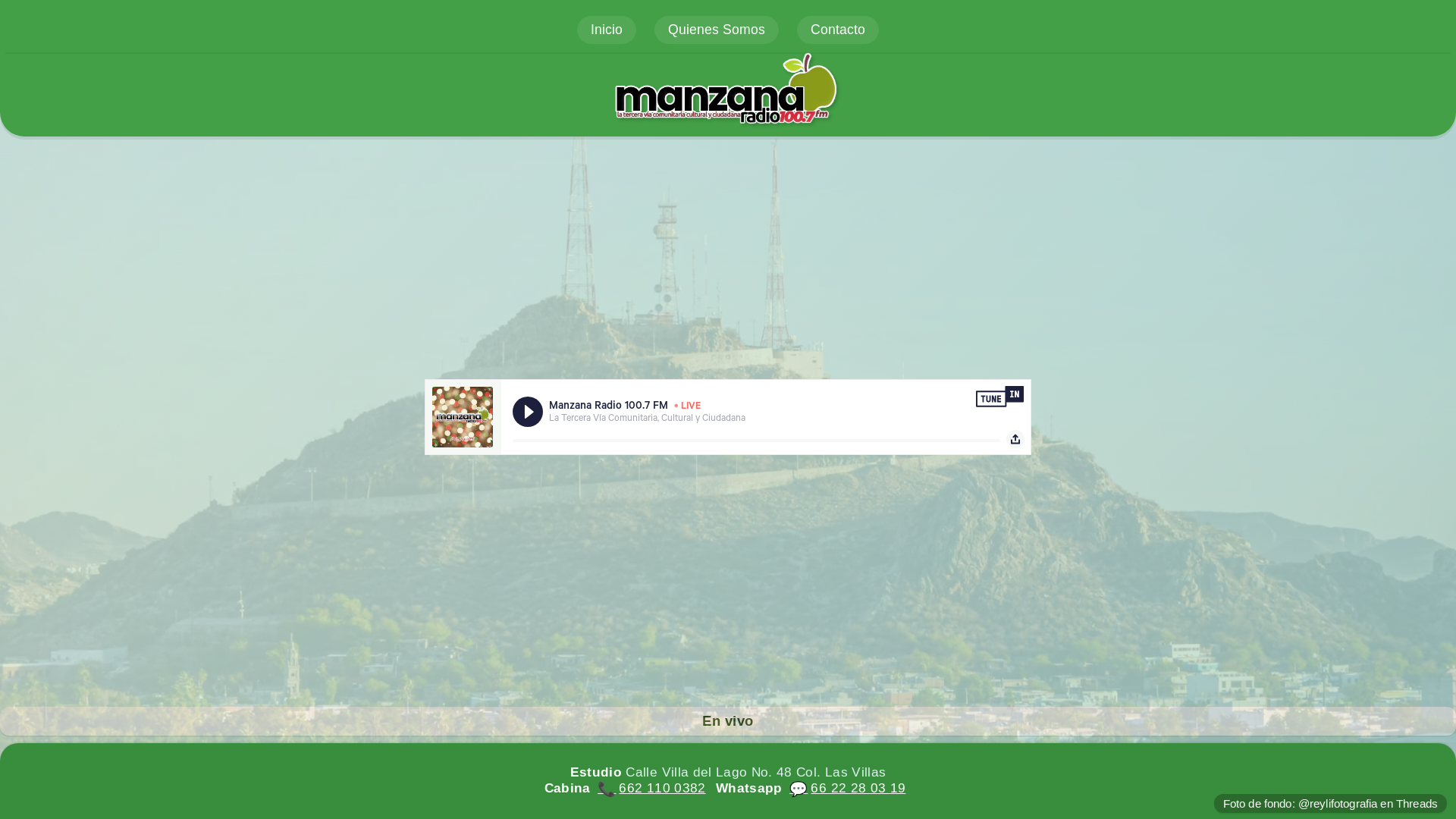 website screenshot of https://manzanaradio.com.mx/