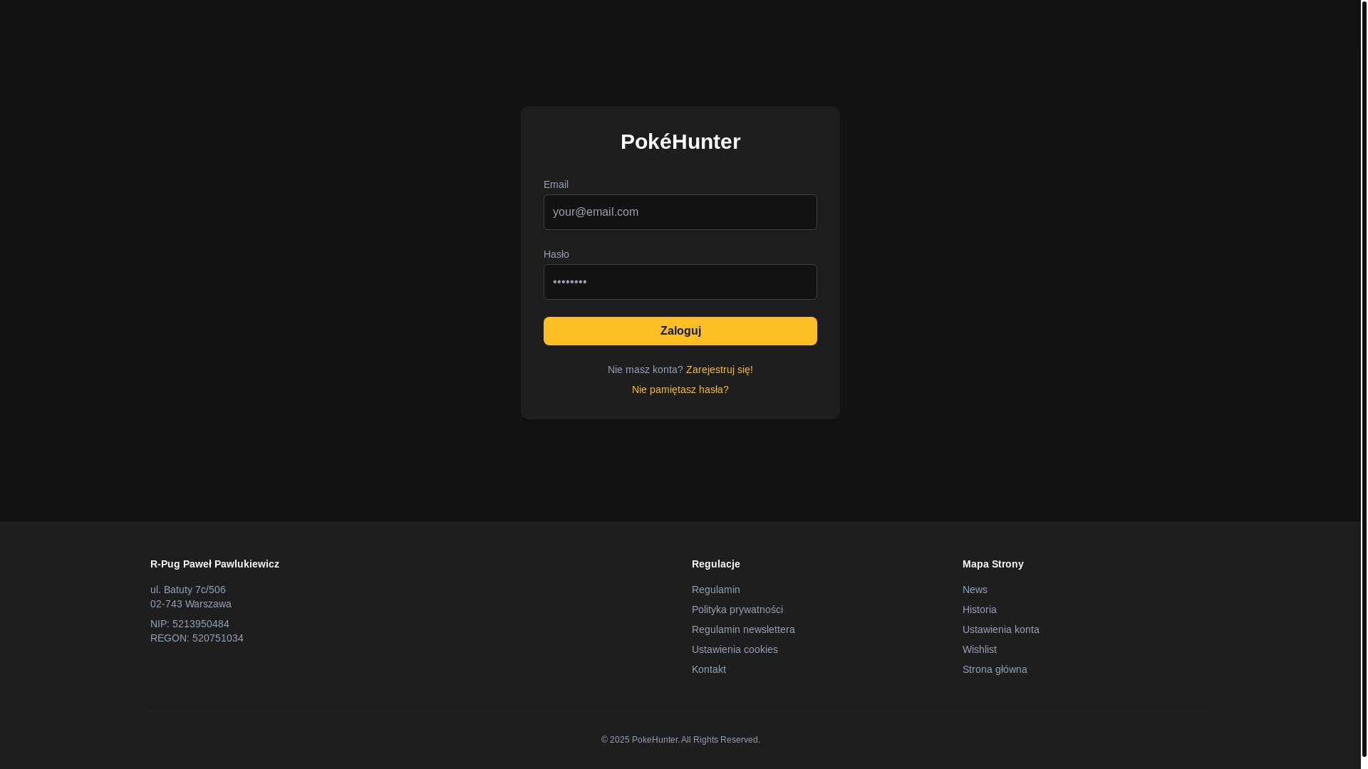 website screenshot of https://pokehunter.pl/