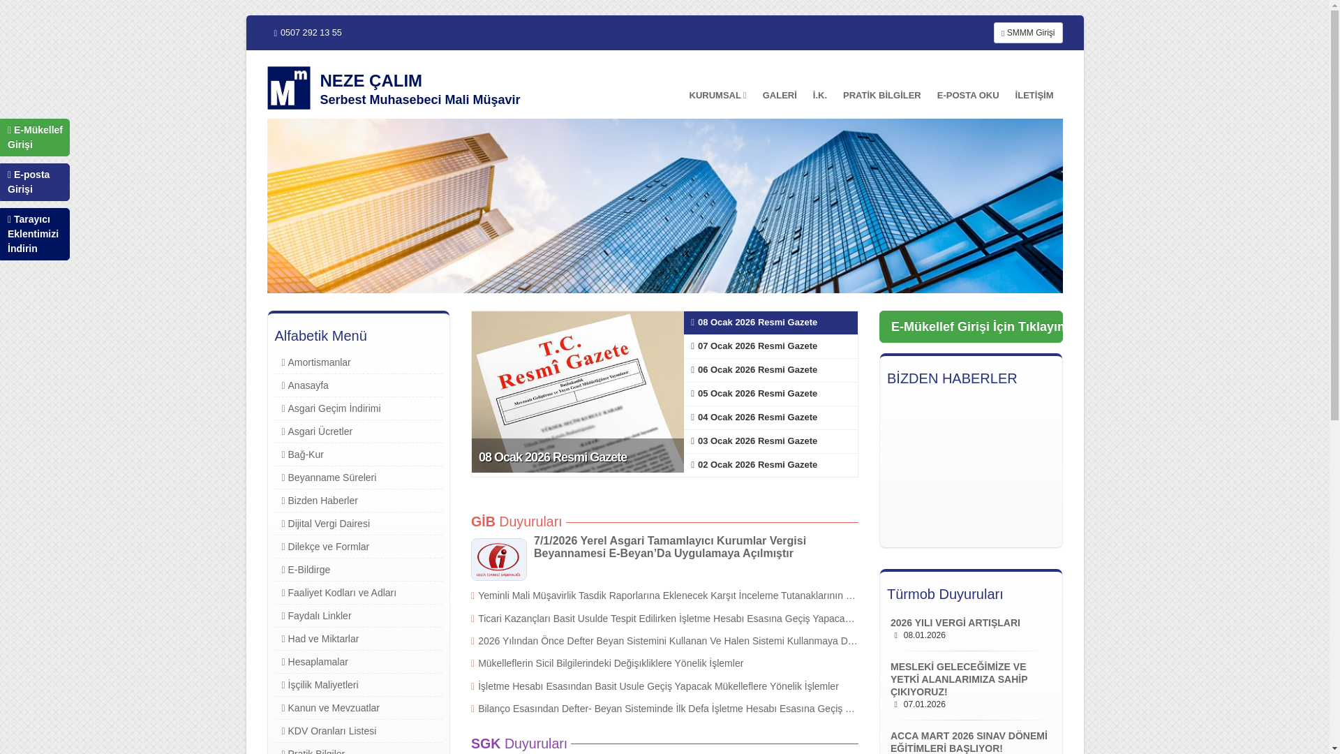 website screenshot of https://nezecalim.com.tr/