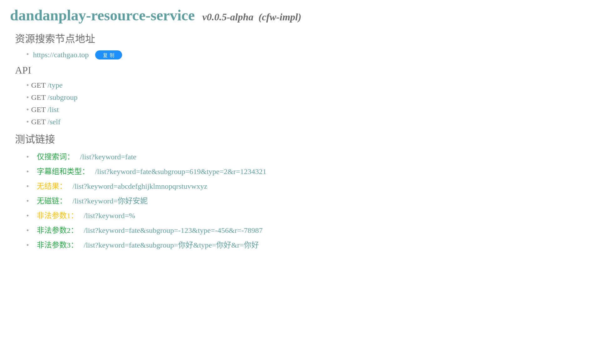 website screenshot of https://cathgao.top