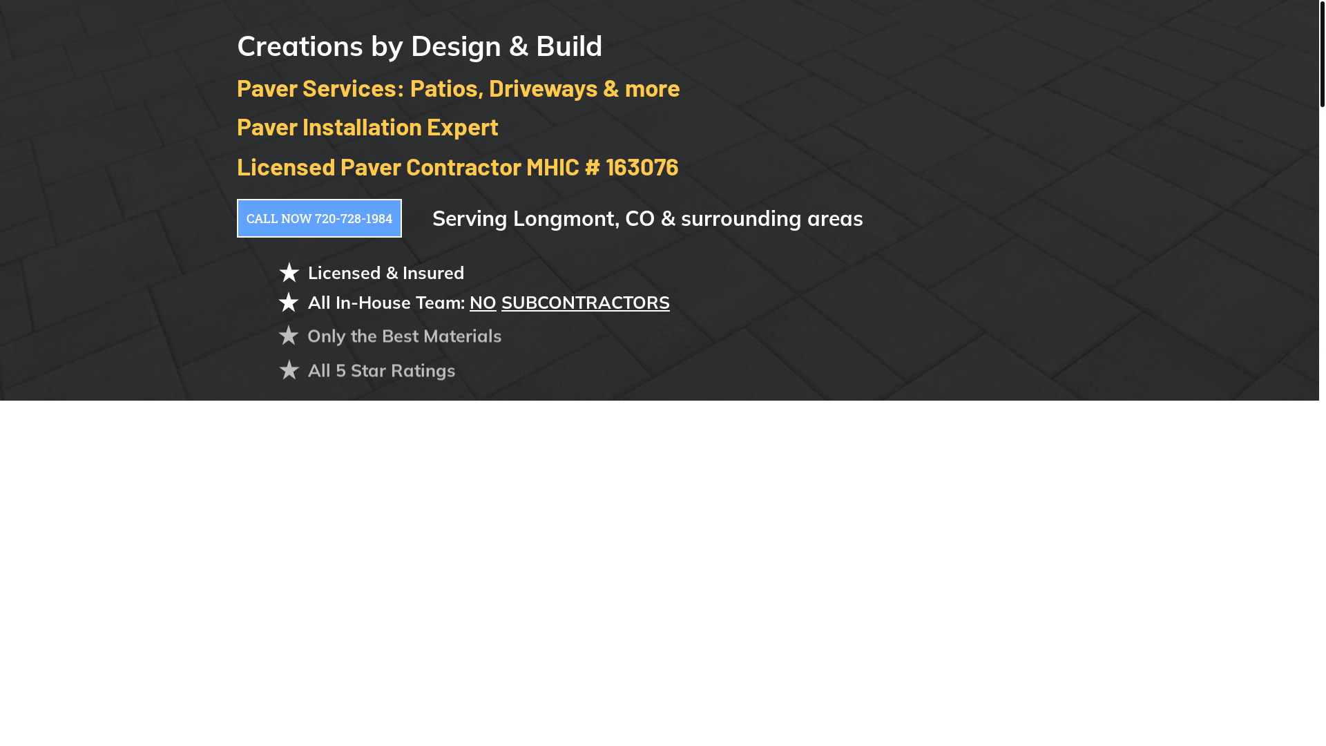 website screenshot of https://creationsbydesignandbuildco.com/