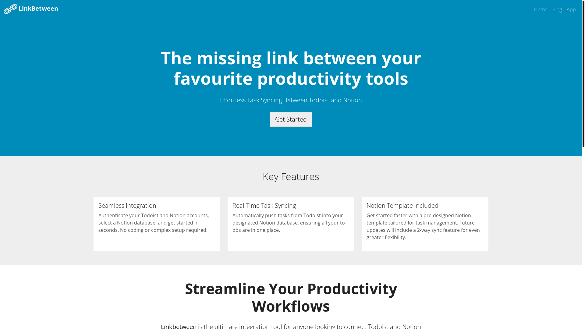 website screenshot of https://linkbetween-website.pages.dev/
