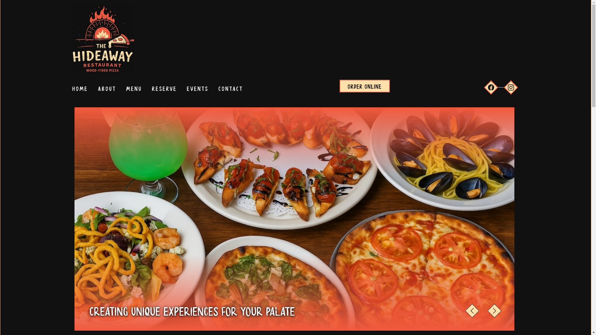 website screenshot of https://hideawayrestaurantwoodfiredpizza.com/