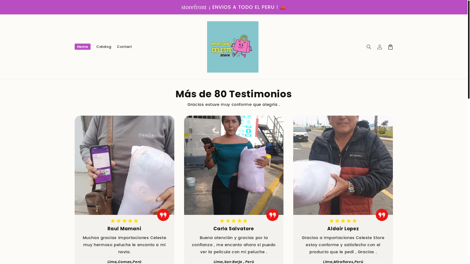 website screenshot of https://importacionesceleste.shop/