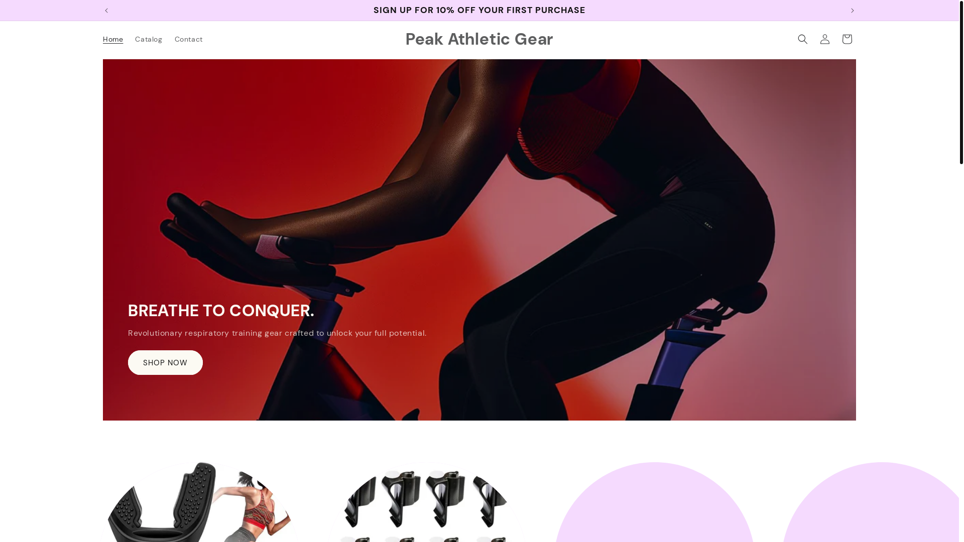 website screenshot of https://peakathleicgear.store/