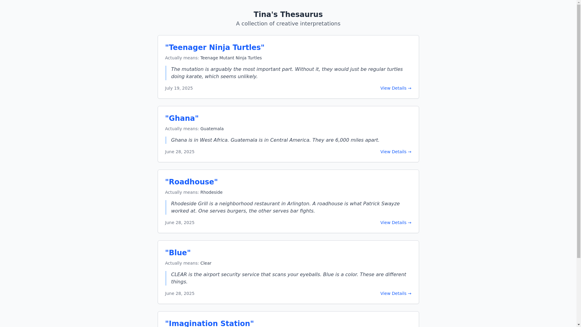 website screenshot of https://tinasthesaurus.com/