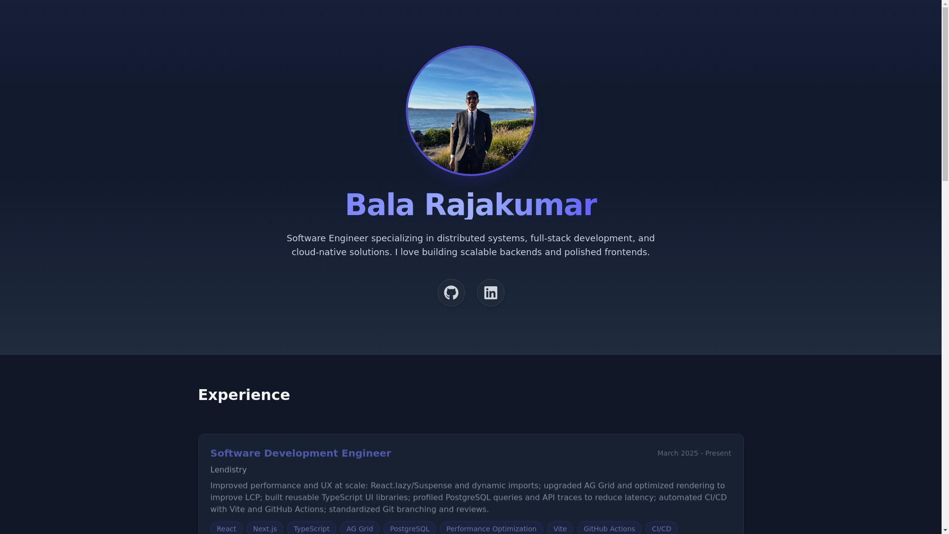 website screenshot of https://balarajakumar.com/