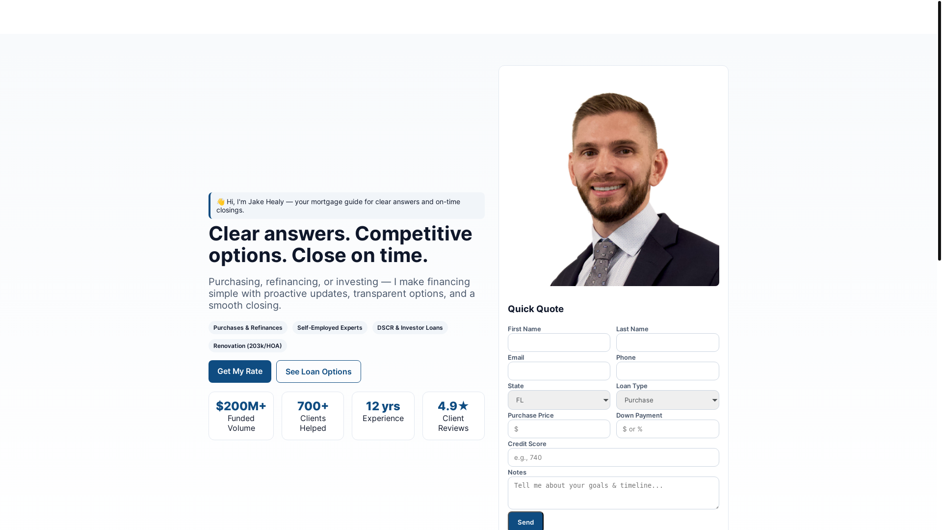 website screenshot of https://healyhomeloans.com/