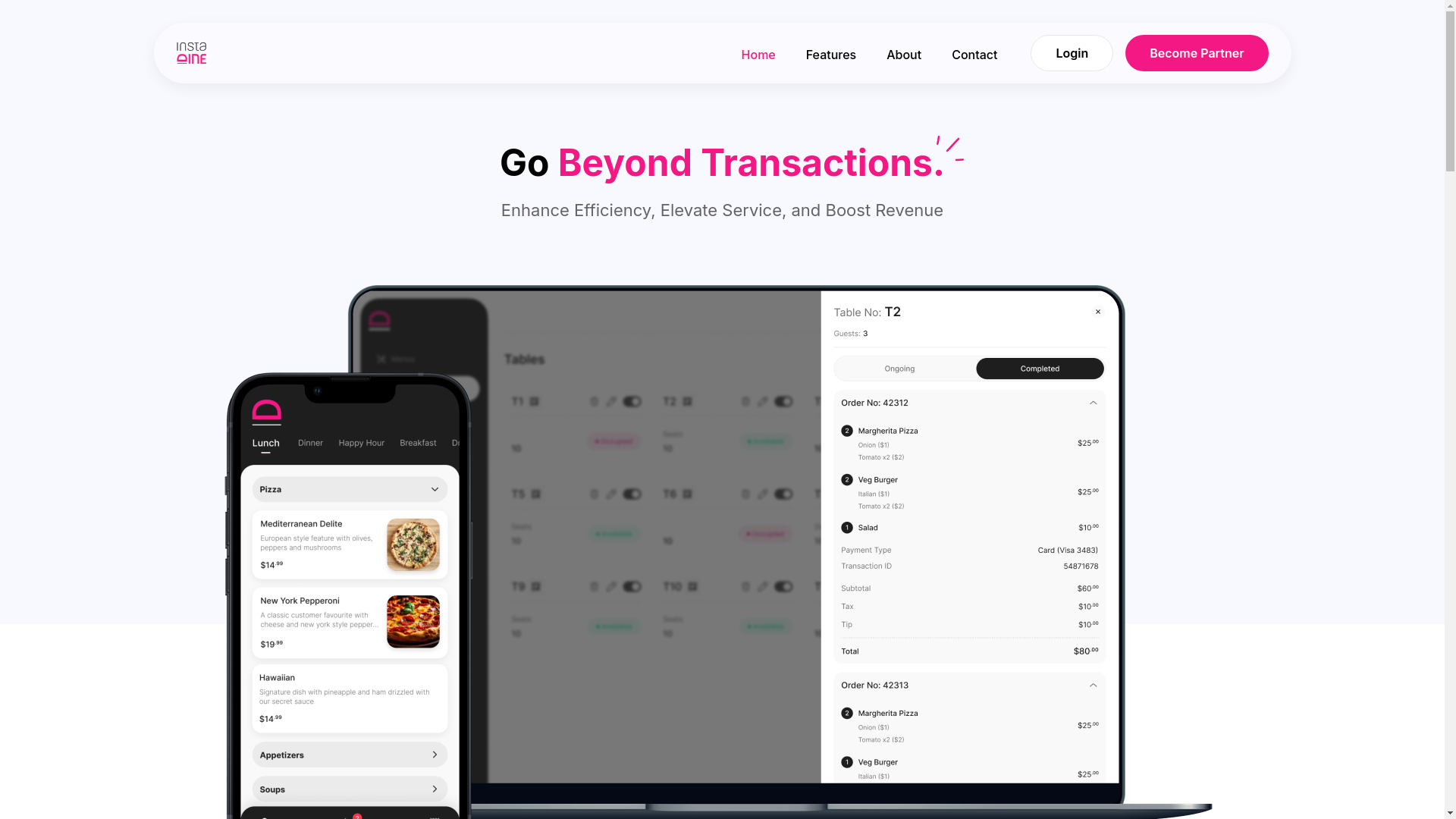 website screenshot of https://tryinstadine.com/