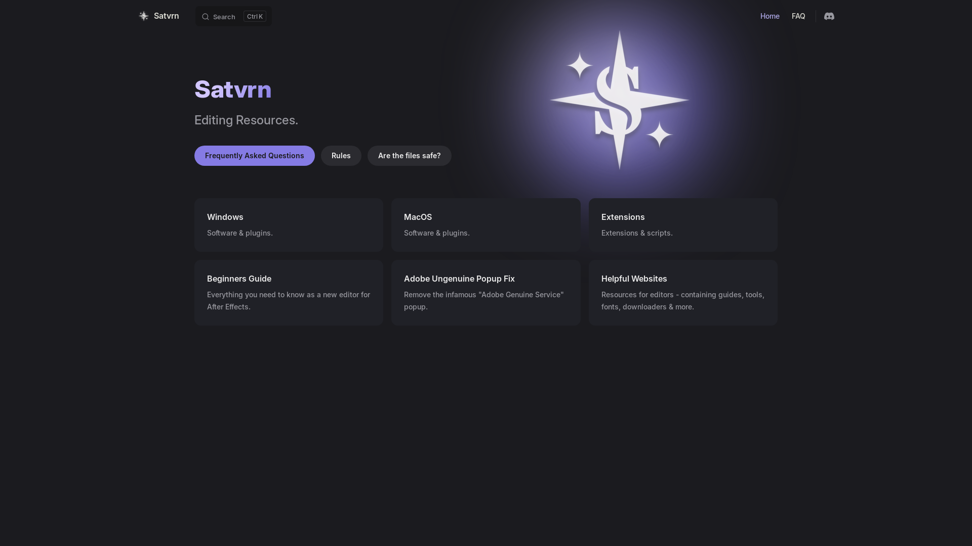 website screenshot of https://satvrn.li/