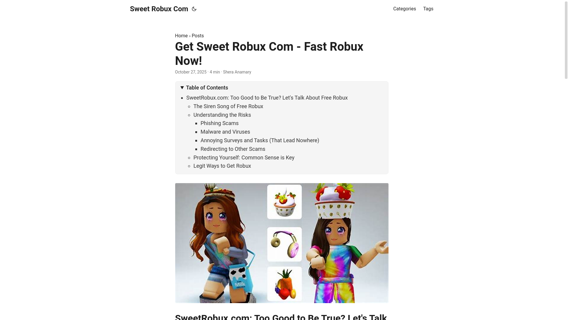 website screenshot of https://sweet-robux-com.pages.dev/