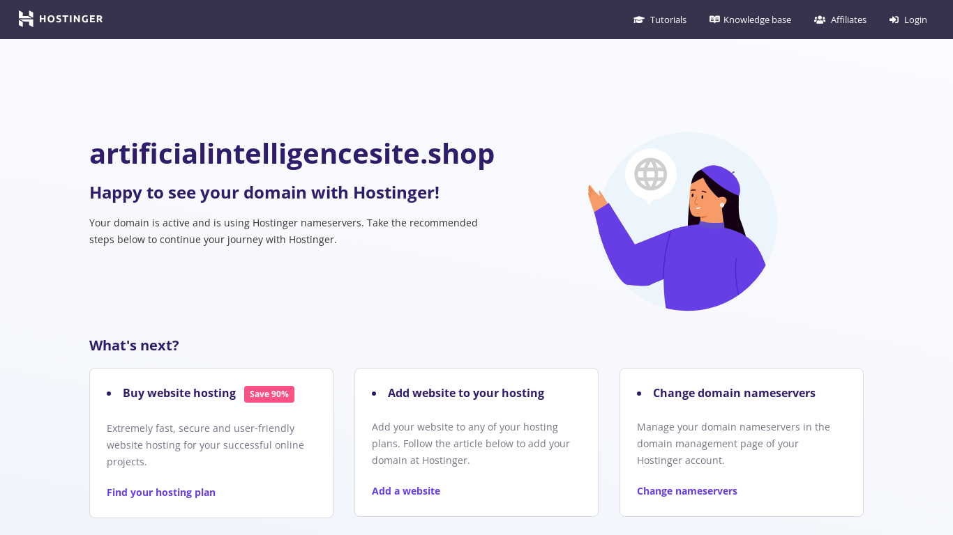 website screenshot of https://artificialintelligencesite.shop/