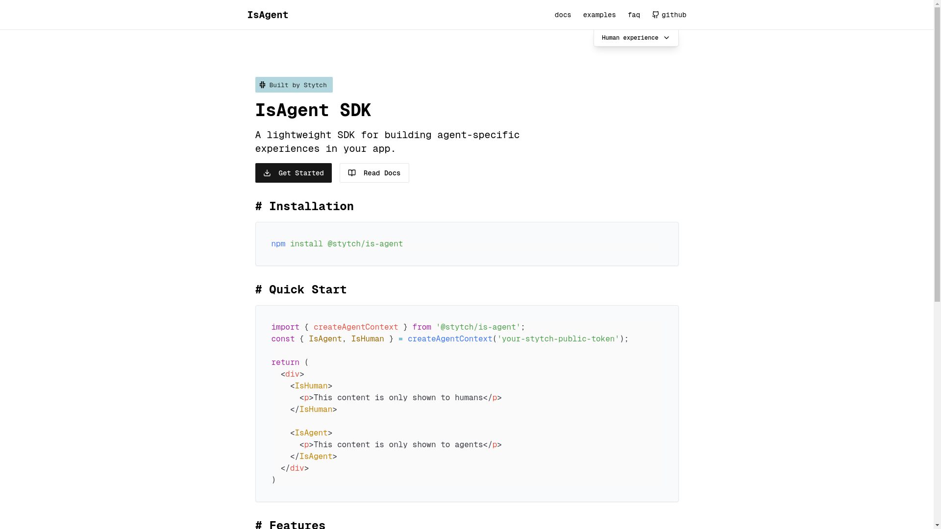 website screenshot of https://is-agent.dev/