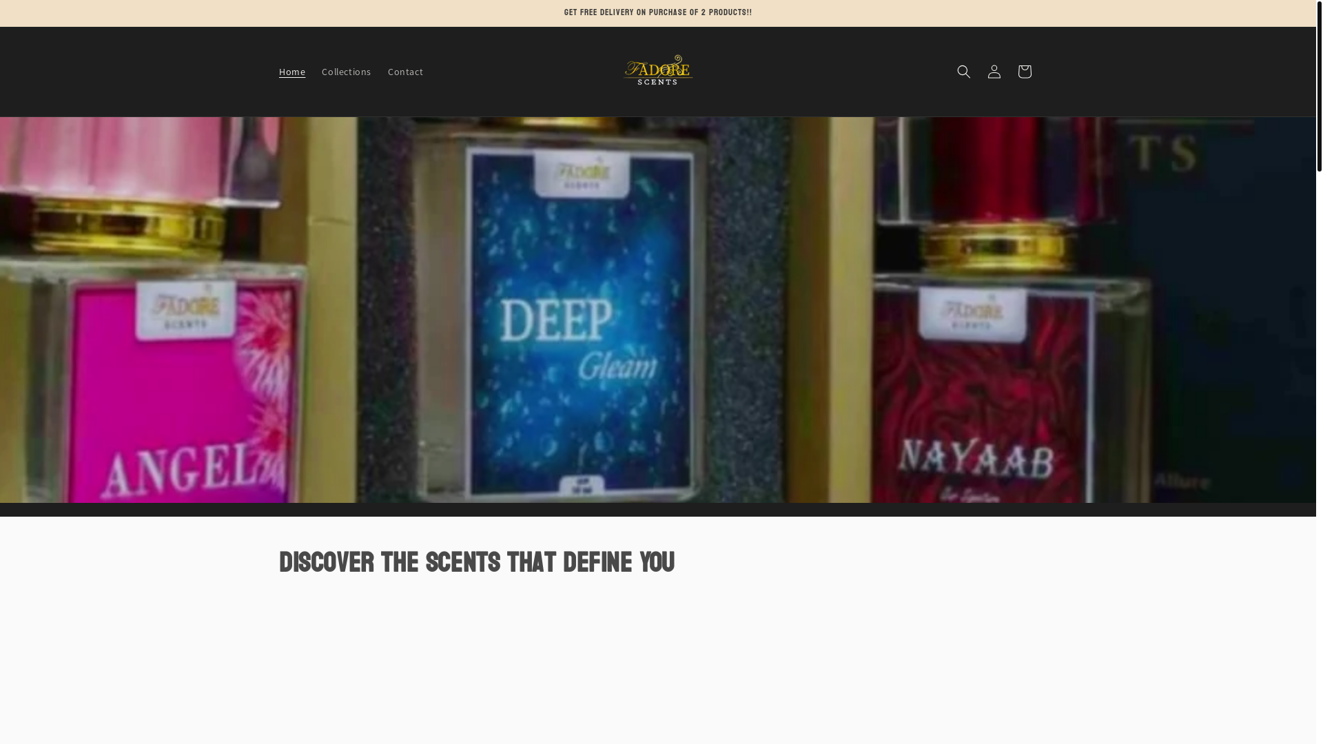 website screenshot of https://fadorescents.shop/