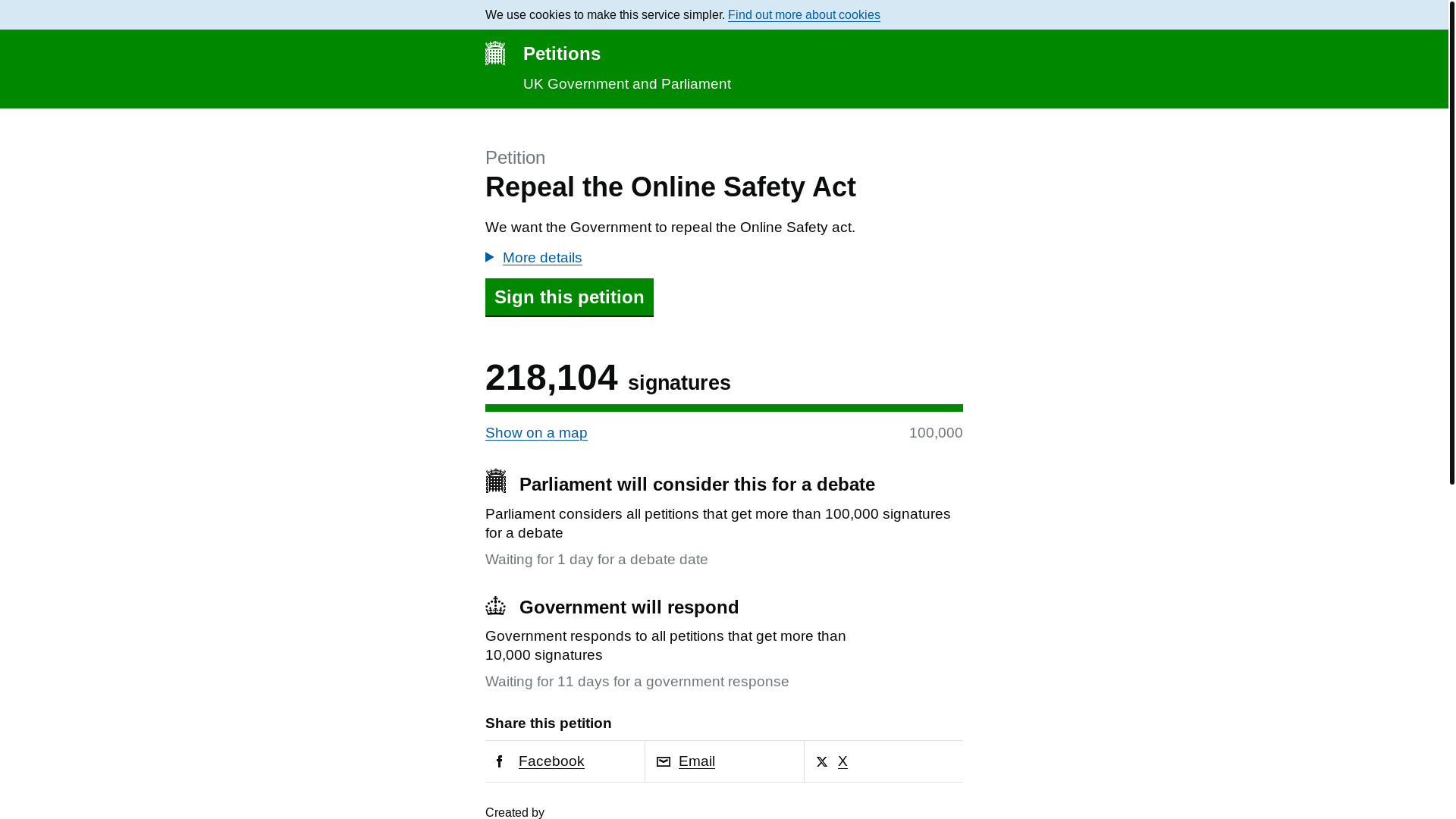 website screenshot of https://petition.parliament.uk/petitions/722903