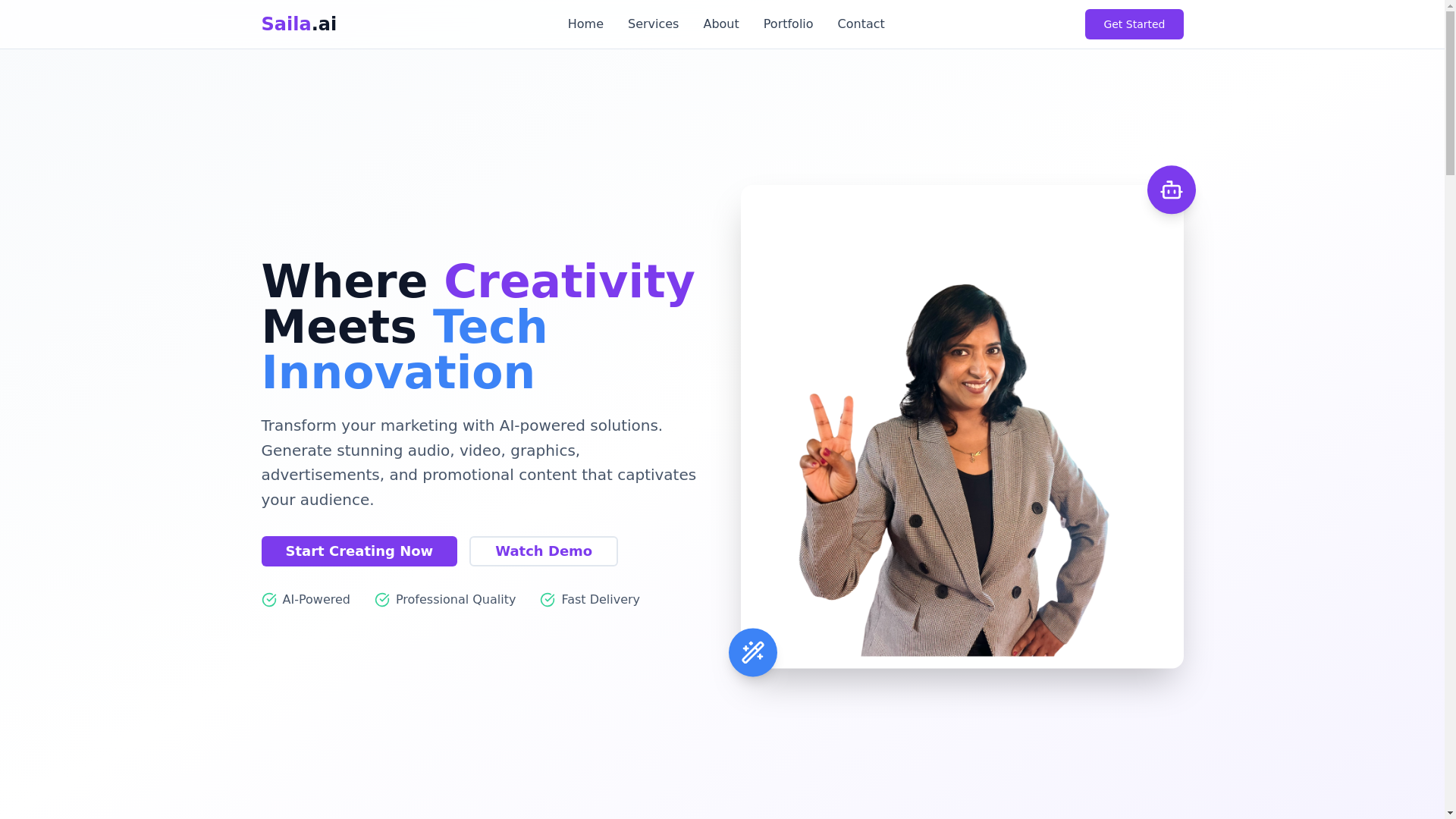 website screenshot of https://sailacreative.com/