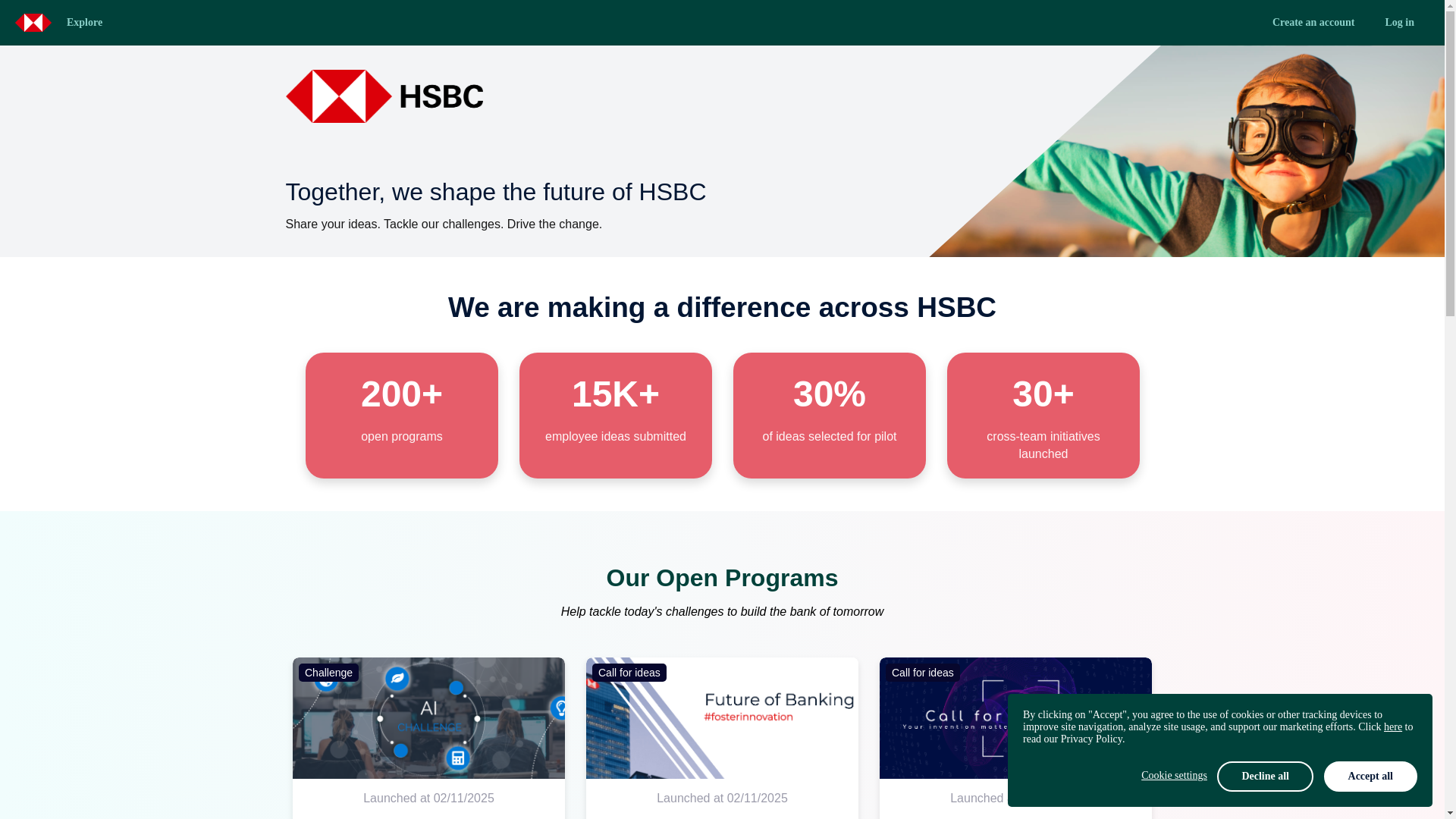 website screenshot of https://ideahubv2-hsbc.bloomflow.com