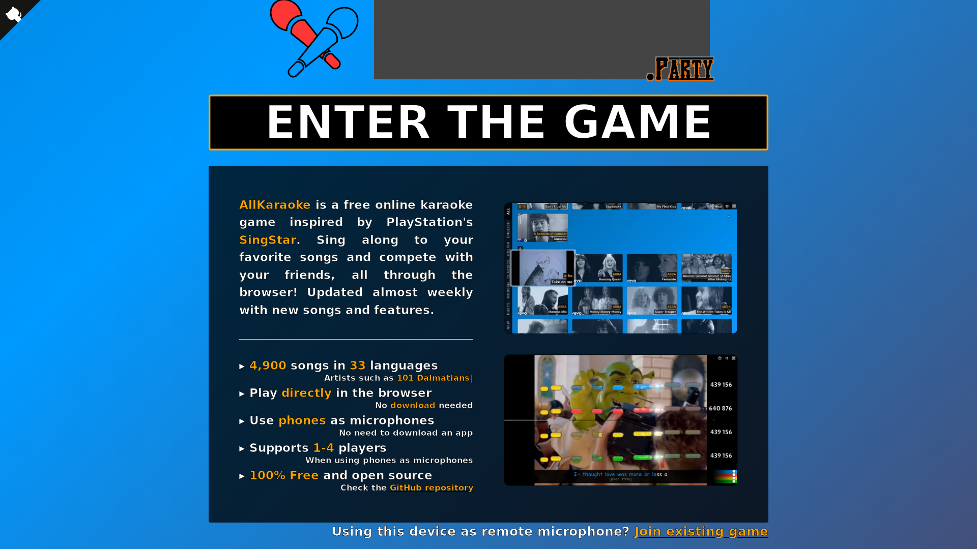 website screenshot of https://allkaraoke-party.pages.dev/