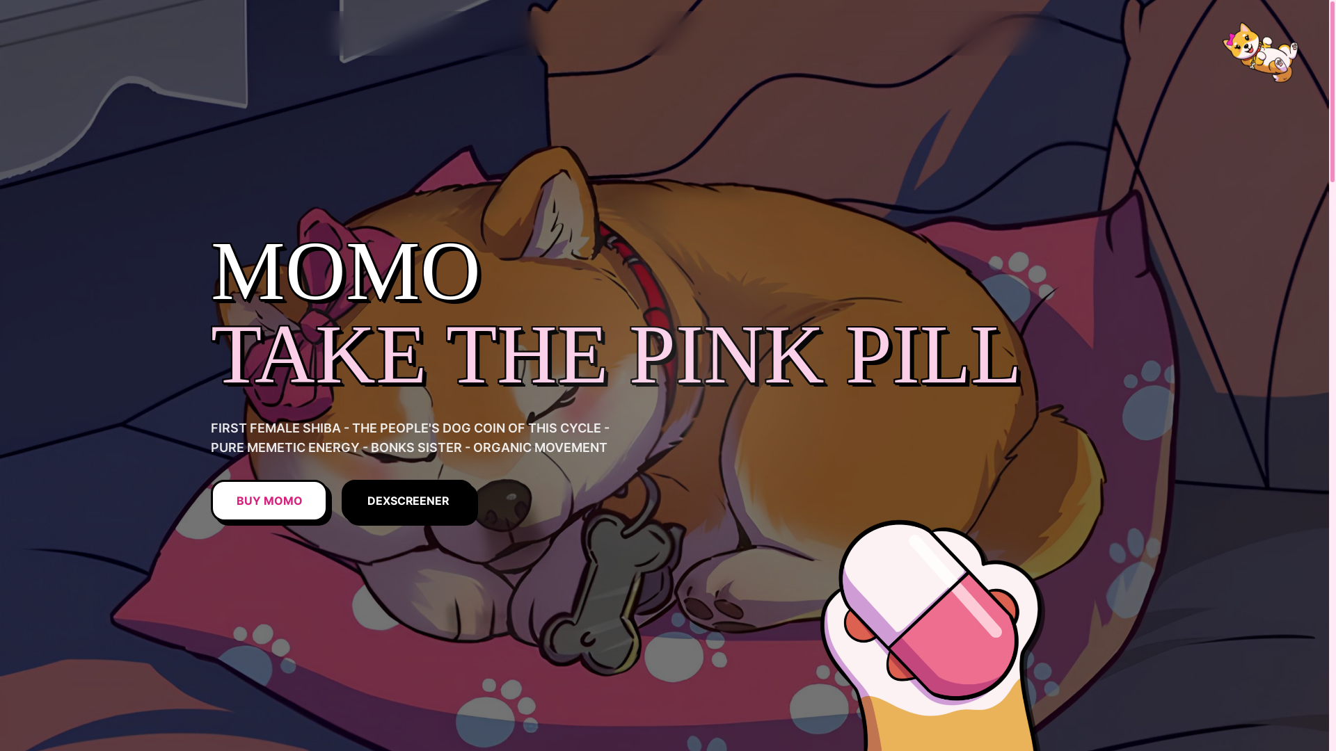 website screenshot of https://momoshiba.dog/