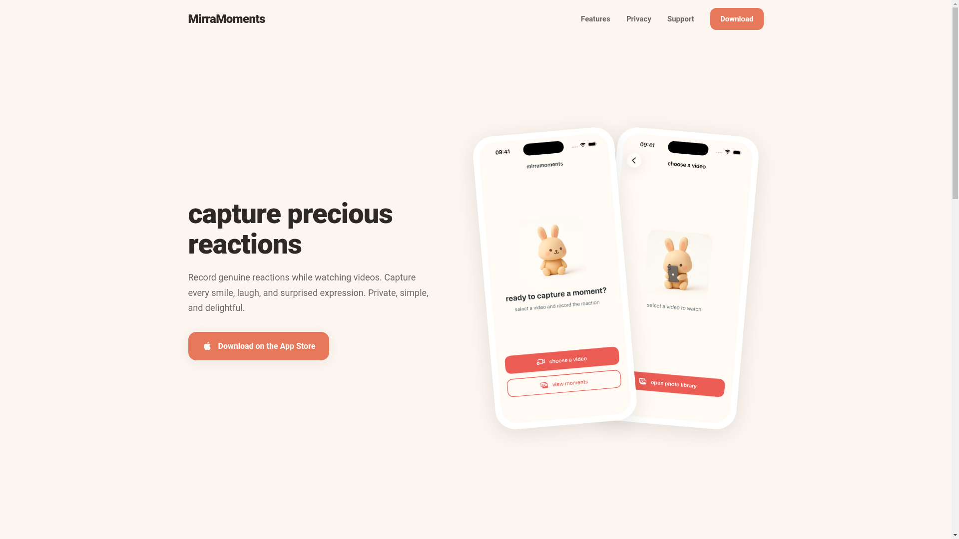 website screenshot of https://mirramoments.com/