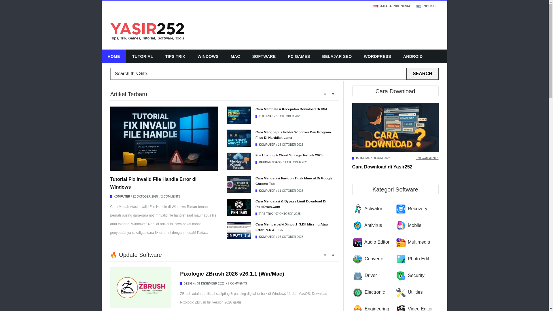 website screenshot of https://www.yasir252.com/