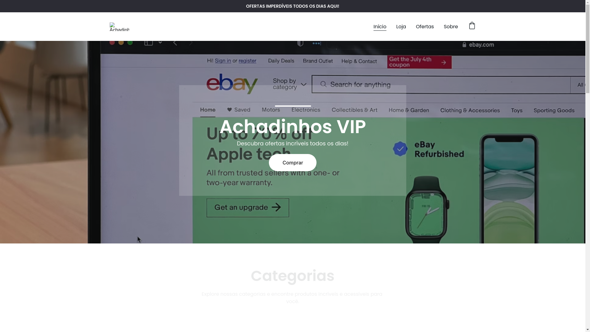 website screenshot of https://achadinhosvip.store/