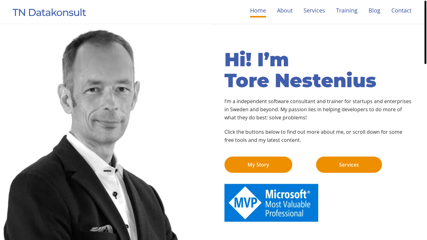 website screenshot of https://tn-data.se/