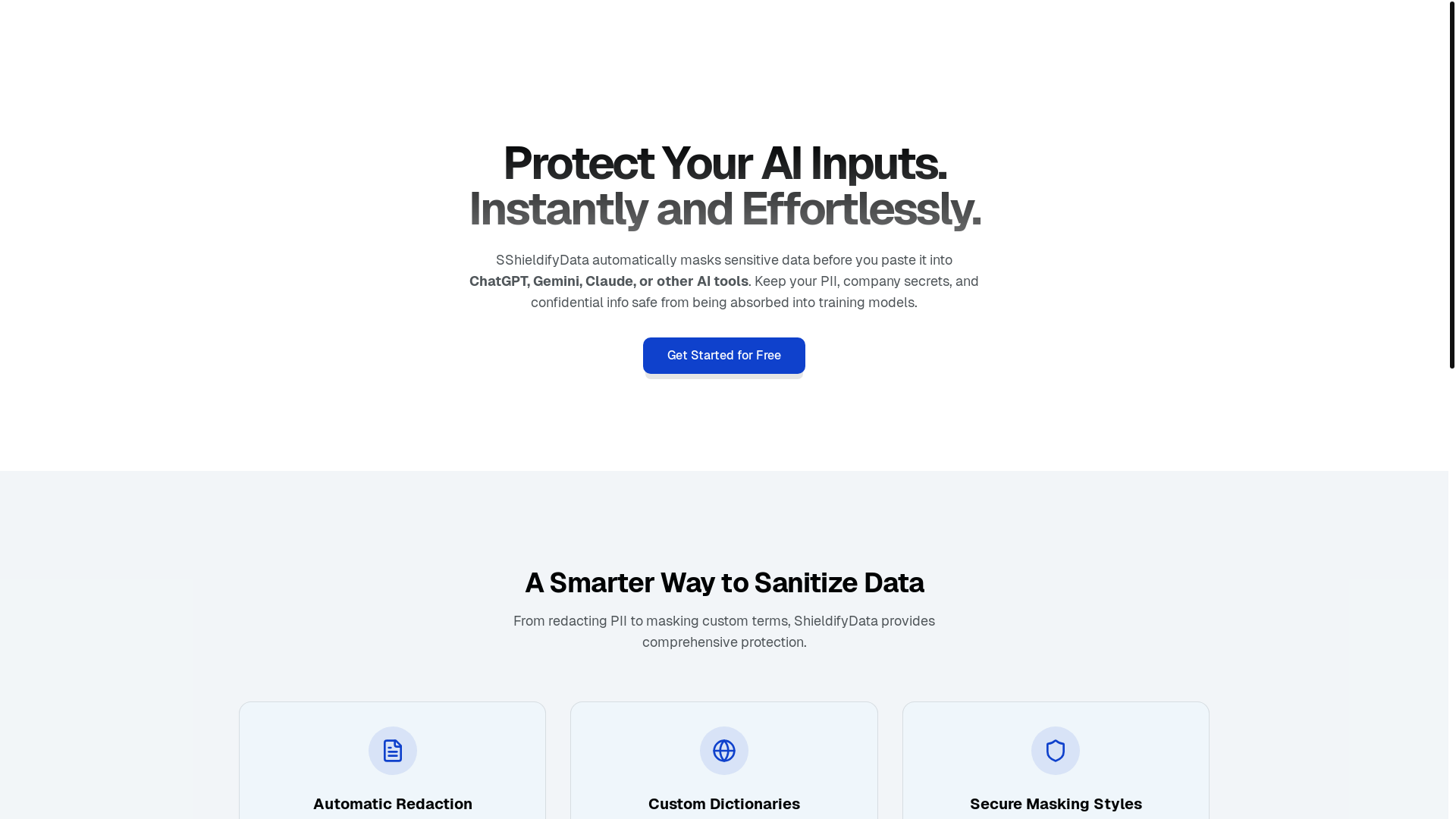 website screenshot of https://sheildifydata.xyz/