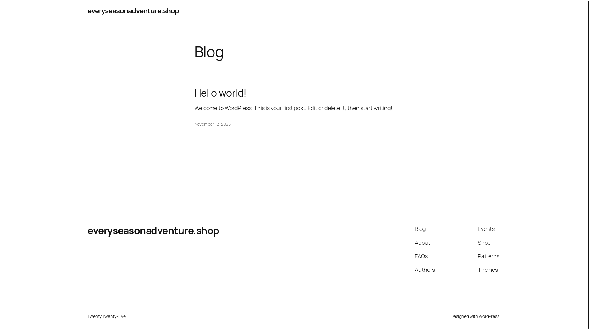 website screenshot of https://everyseasonadventure.shop/