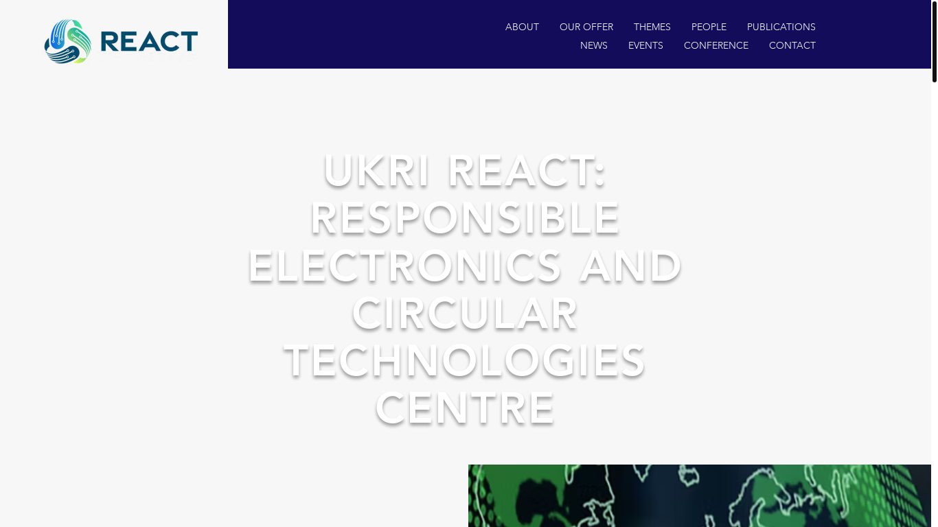 website screenshot of https://www.react.ac.uk/