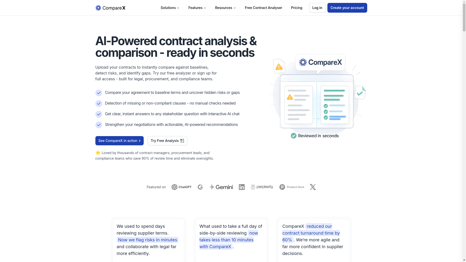 website screenshot of https://compare-x.ai/