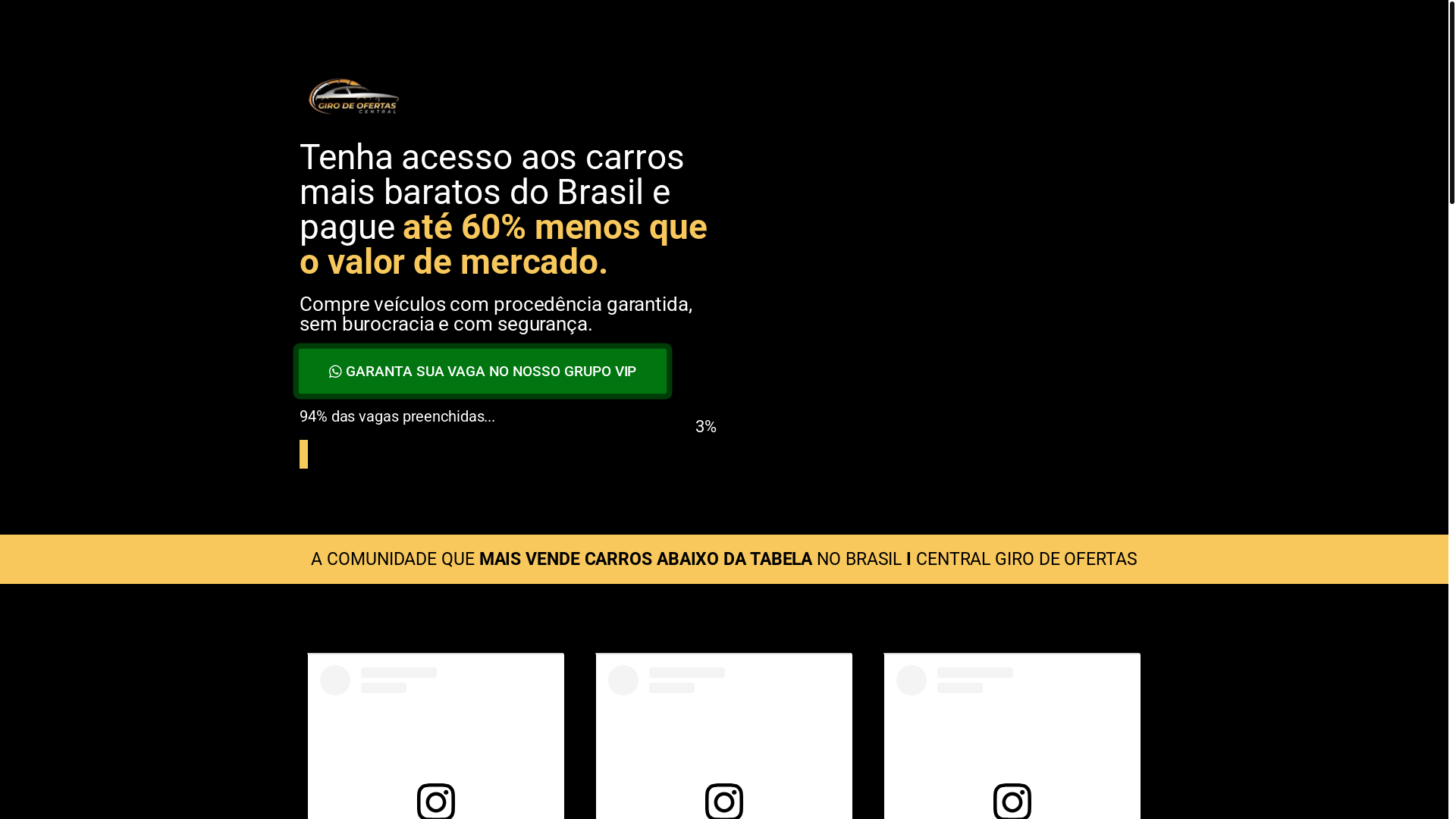 website screenshot of https://centralgirodeofertas.com.br/