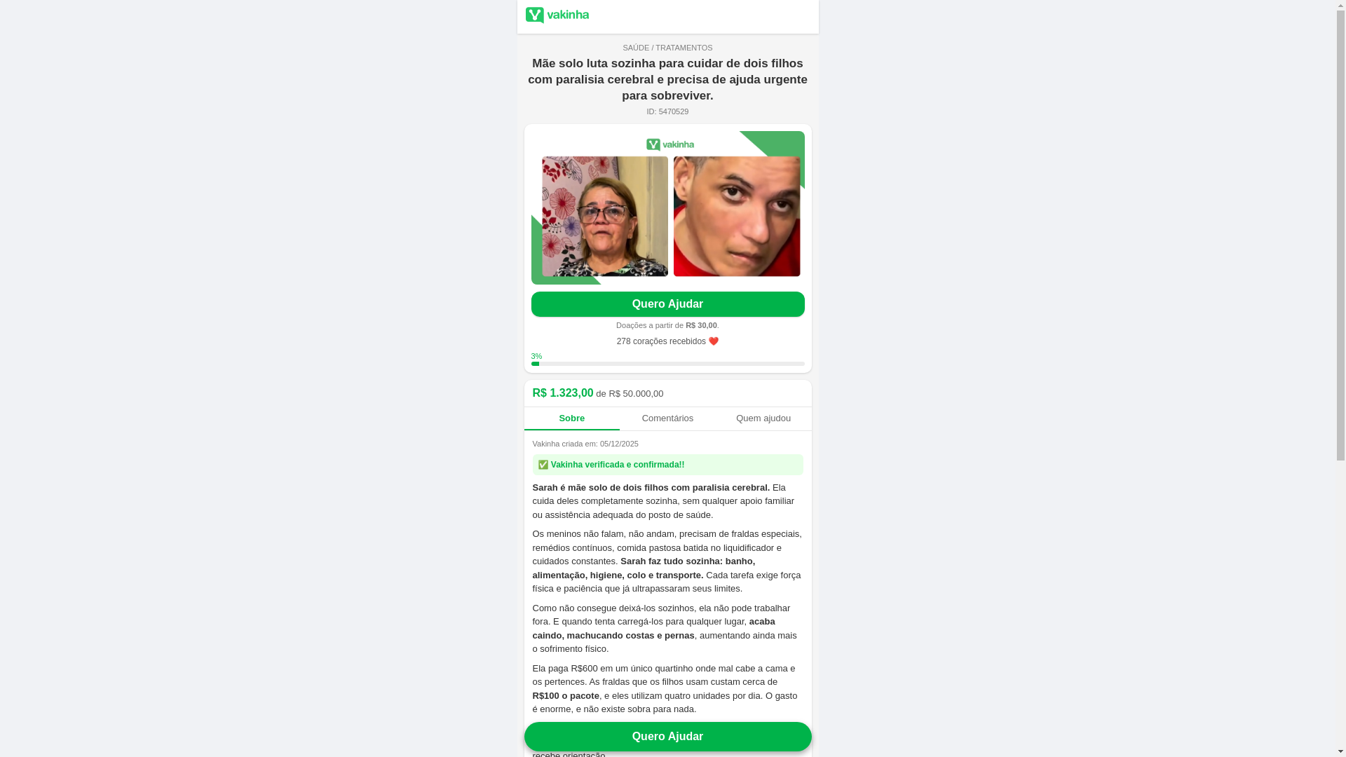 website screenshot of https://vakinha-doacao.online/