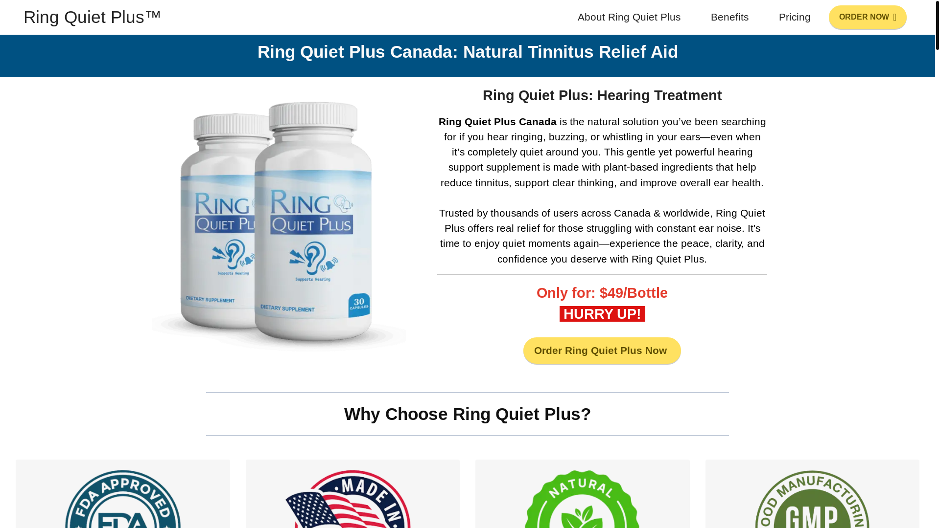 website screenshot of https://ringquietplus.ca/