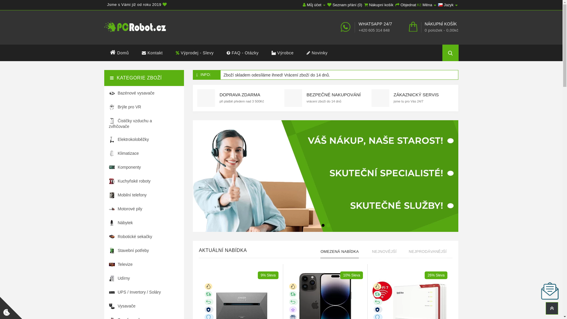 website screenshot of https://www.pcrobot.cz/