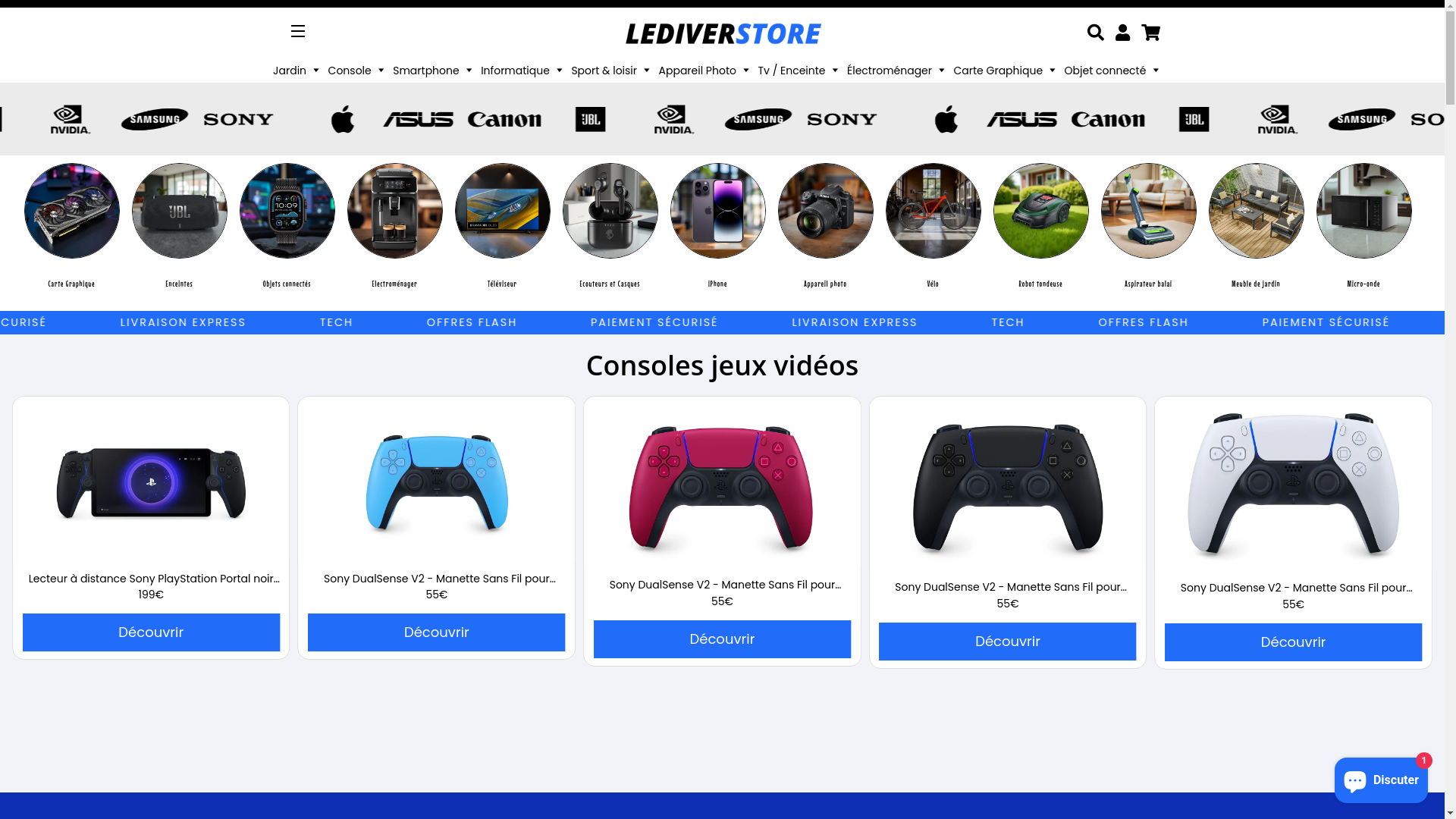website screenshot of https://lediversstore.fr/