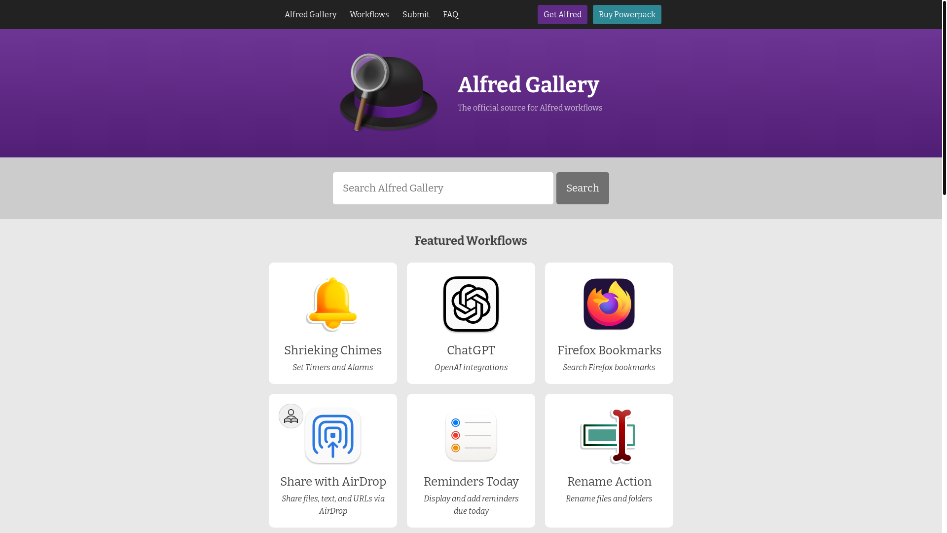 website screenshot of https://alfred.app