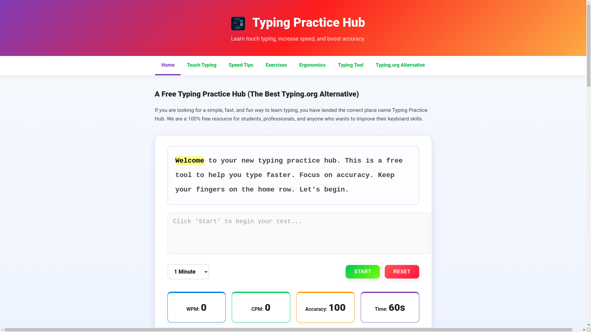 website screenshot of https://typing-practice-demo.pages.dev/