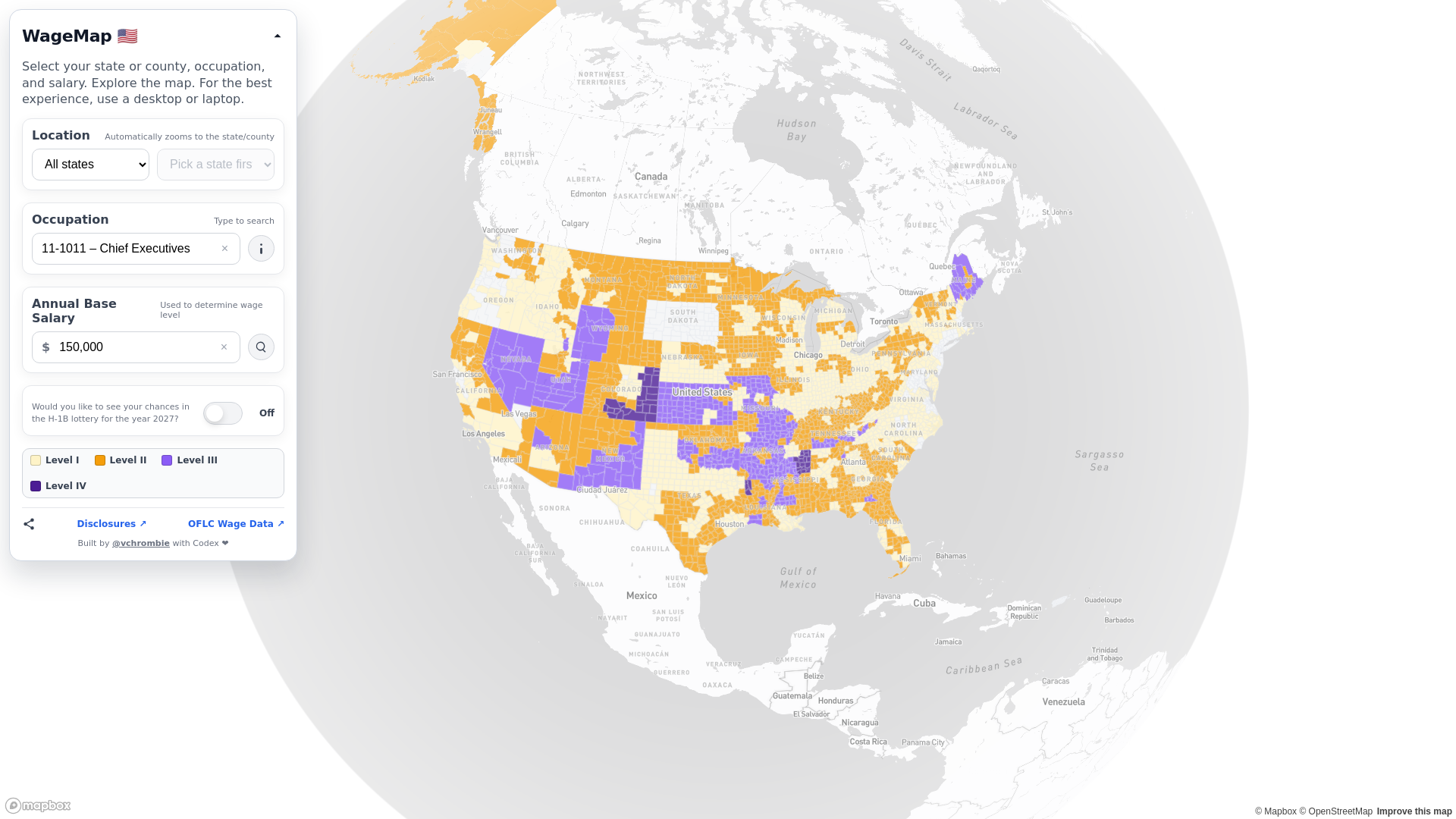 website screenshot of https://wagemap.info/