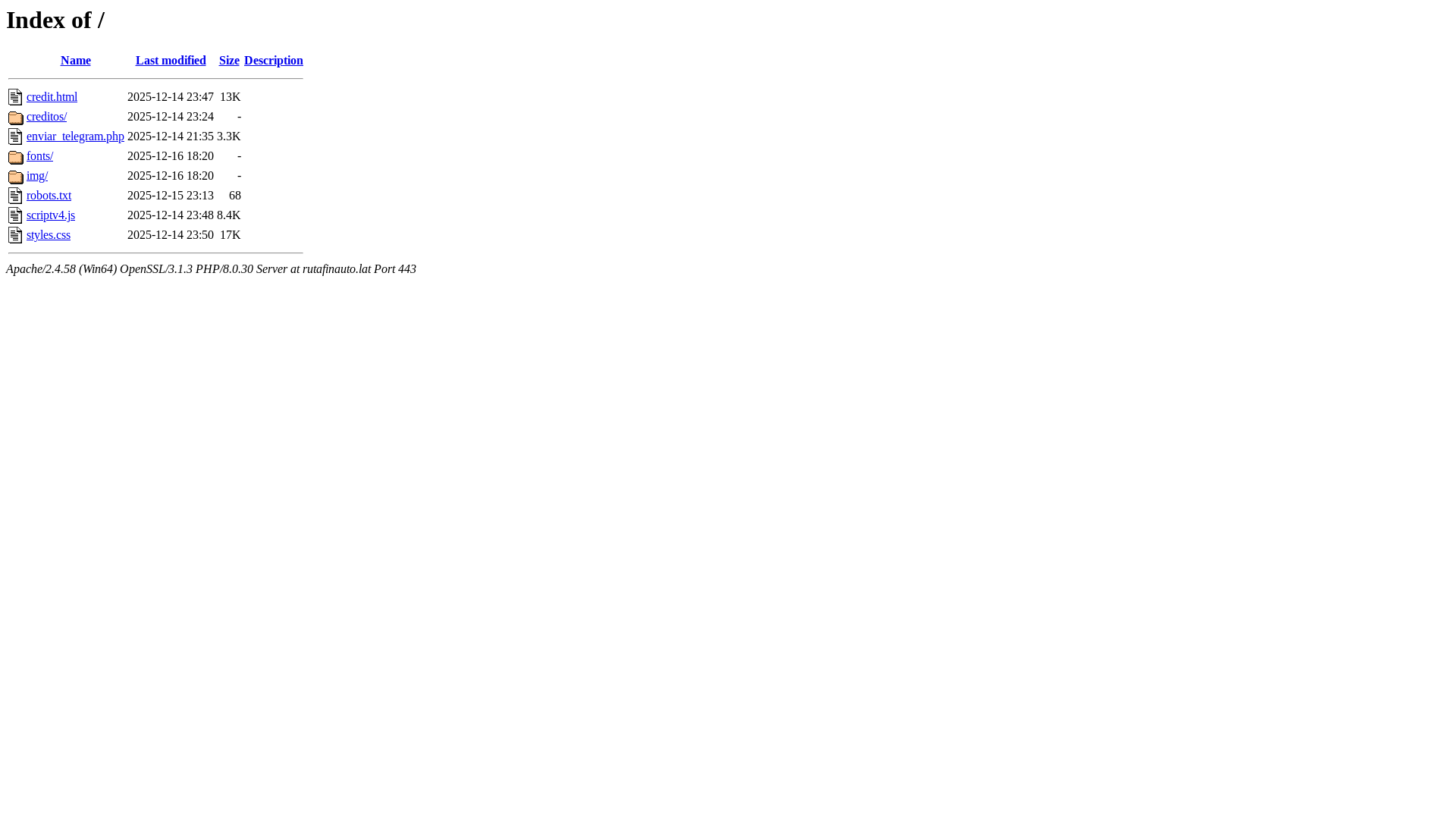 website screenshot of https://rutafinauto.lat/