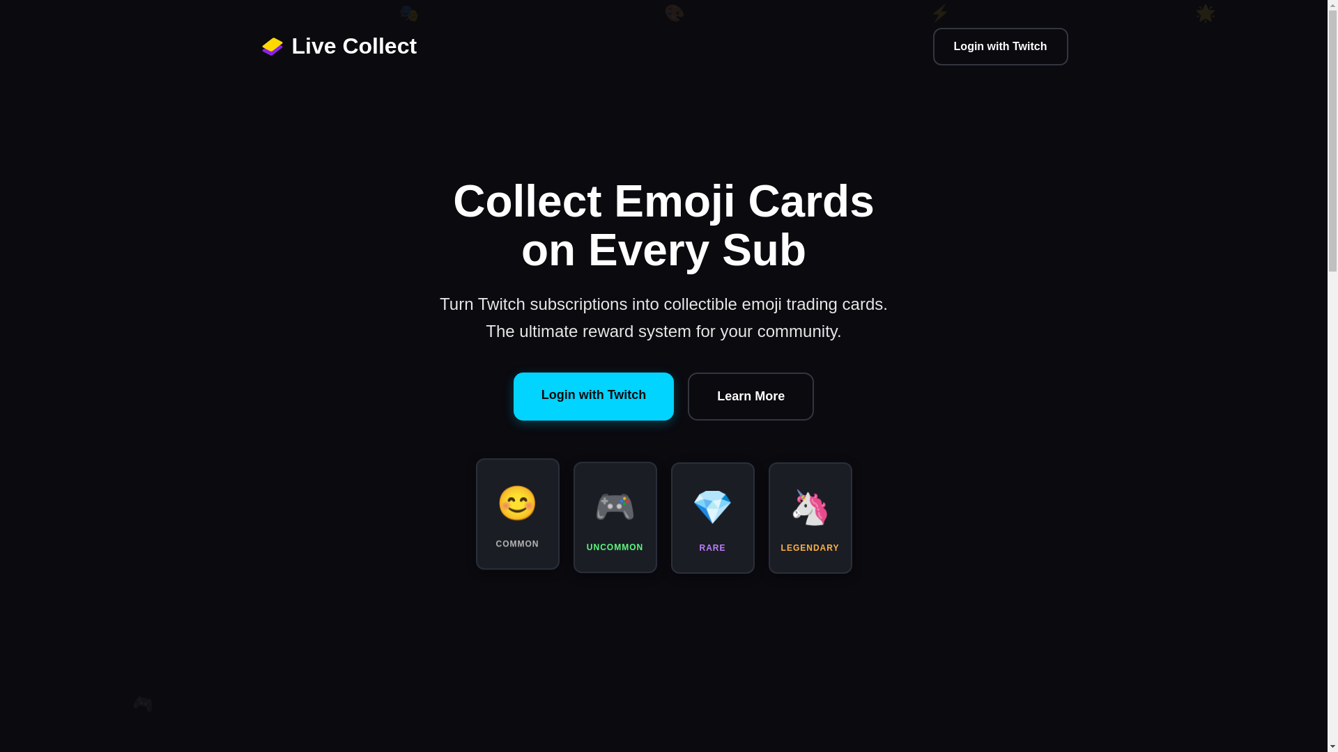 website screenshot of https://livecollect.tv/