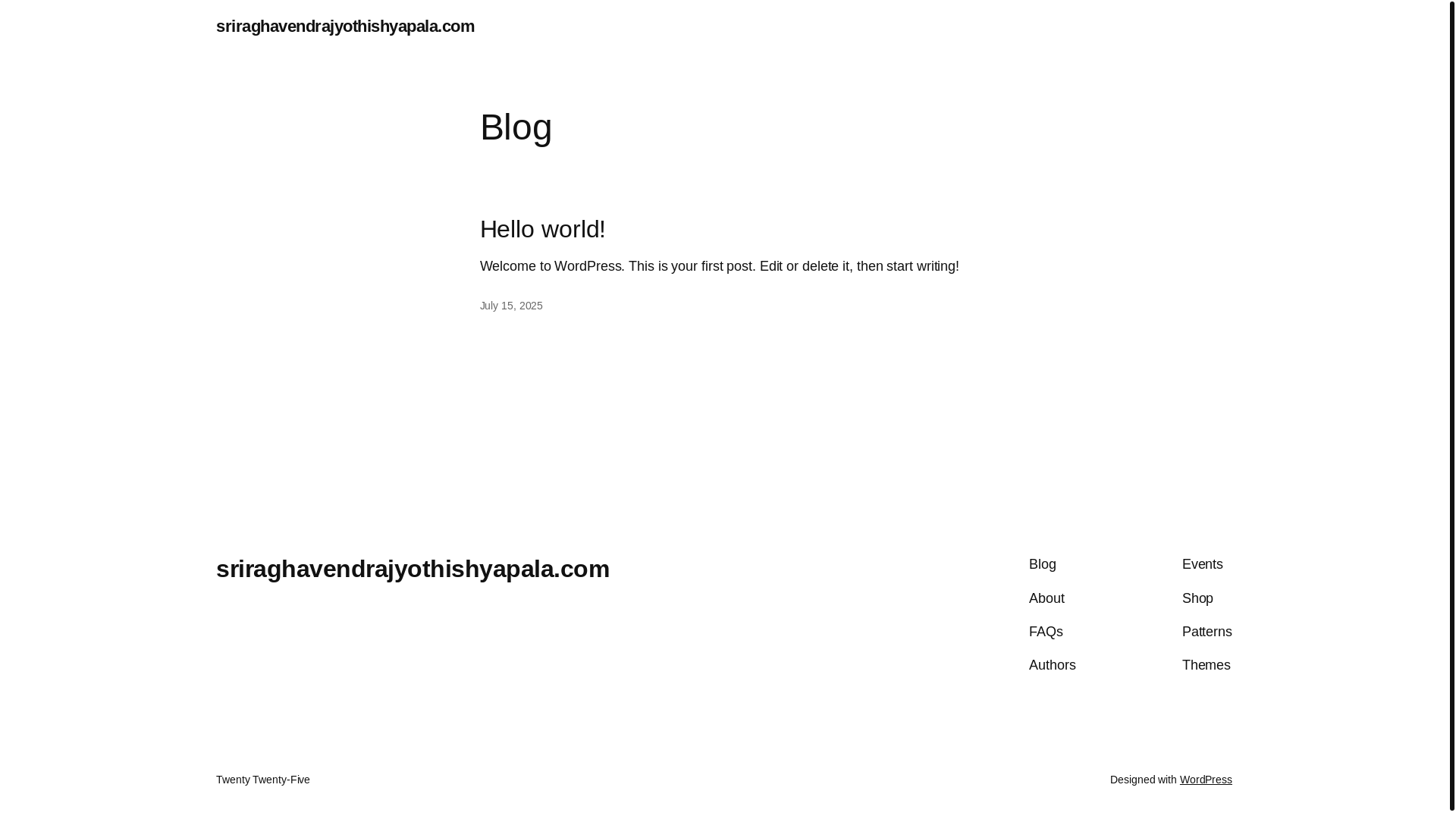 website screenshot of https://sriraghavendrajyothishyapala.com/