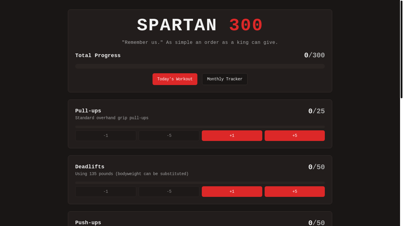 website screenshot of https://300tracker.com/