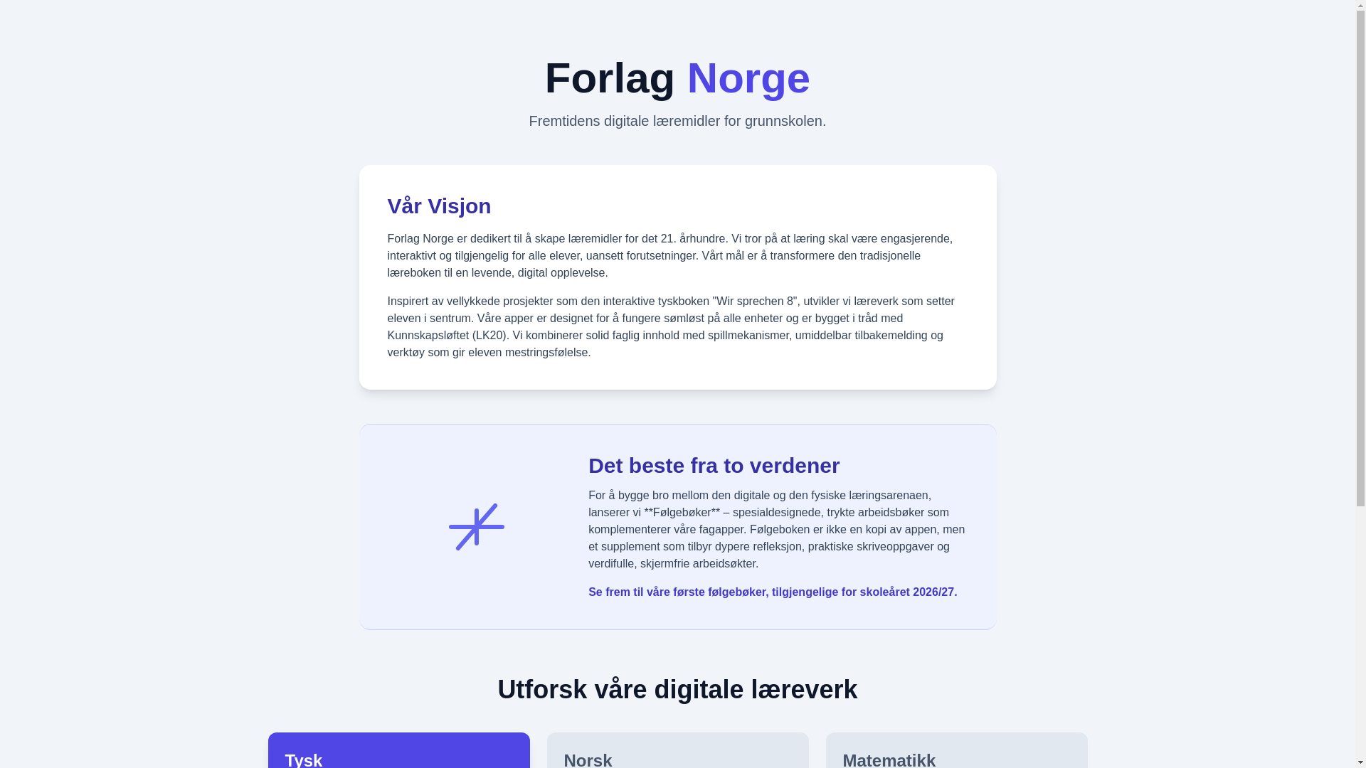 website screenshot of https://forlagnorge.no/