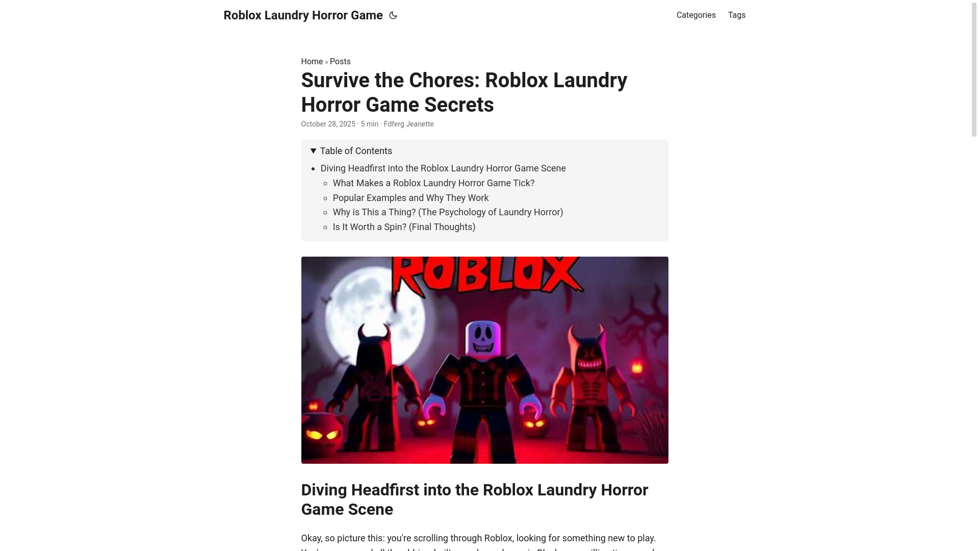 website screenshot of https://roblox-laundry-horror-game.pages.dev/