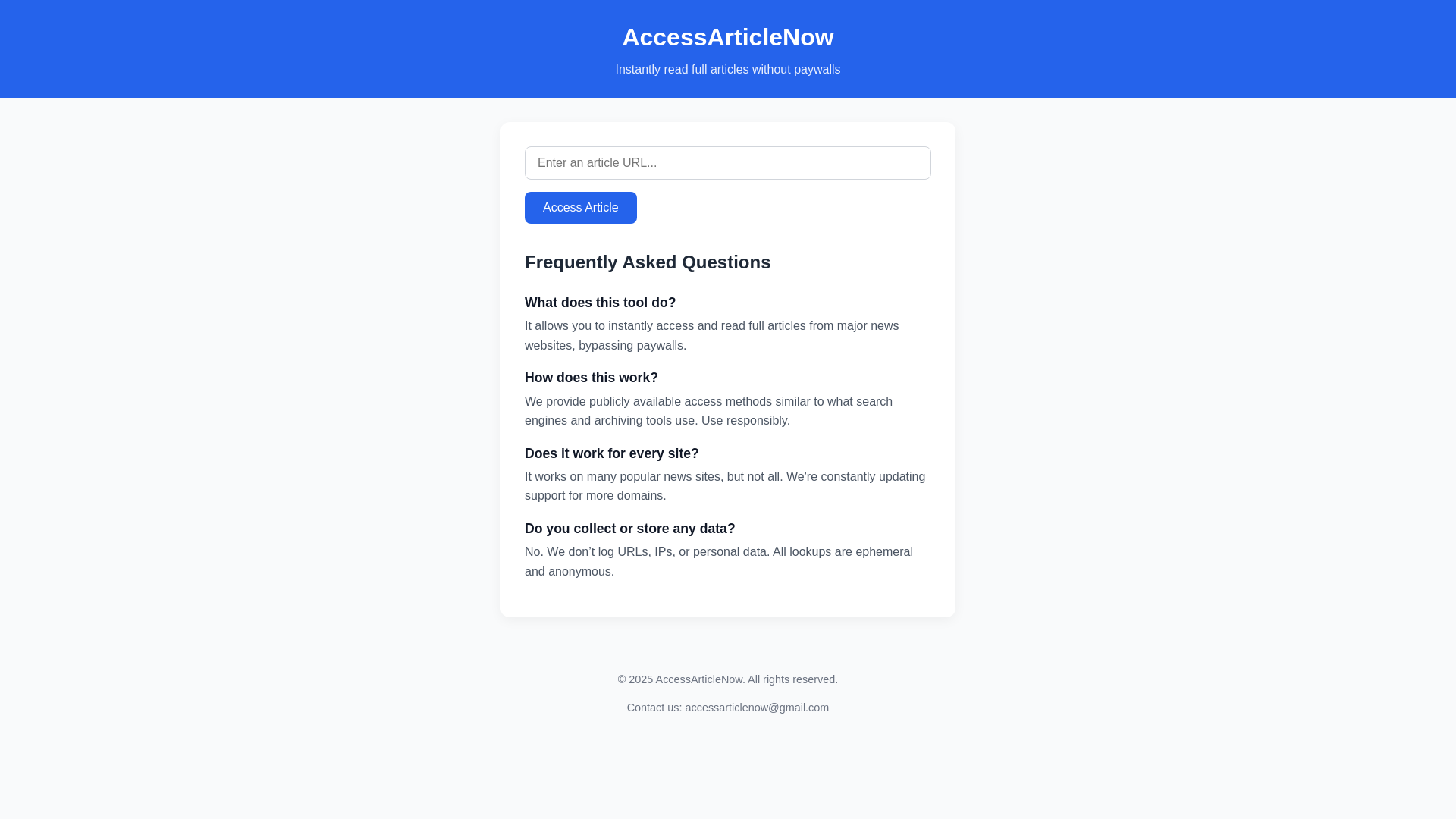 website screenshot of https://accessarticlenow.com/